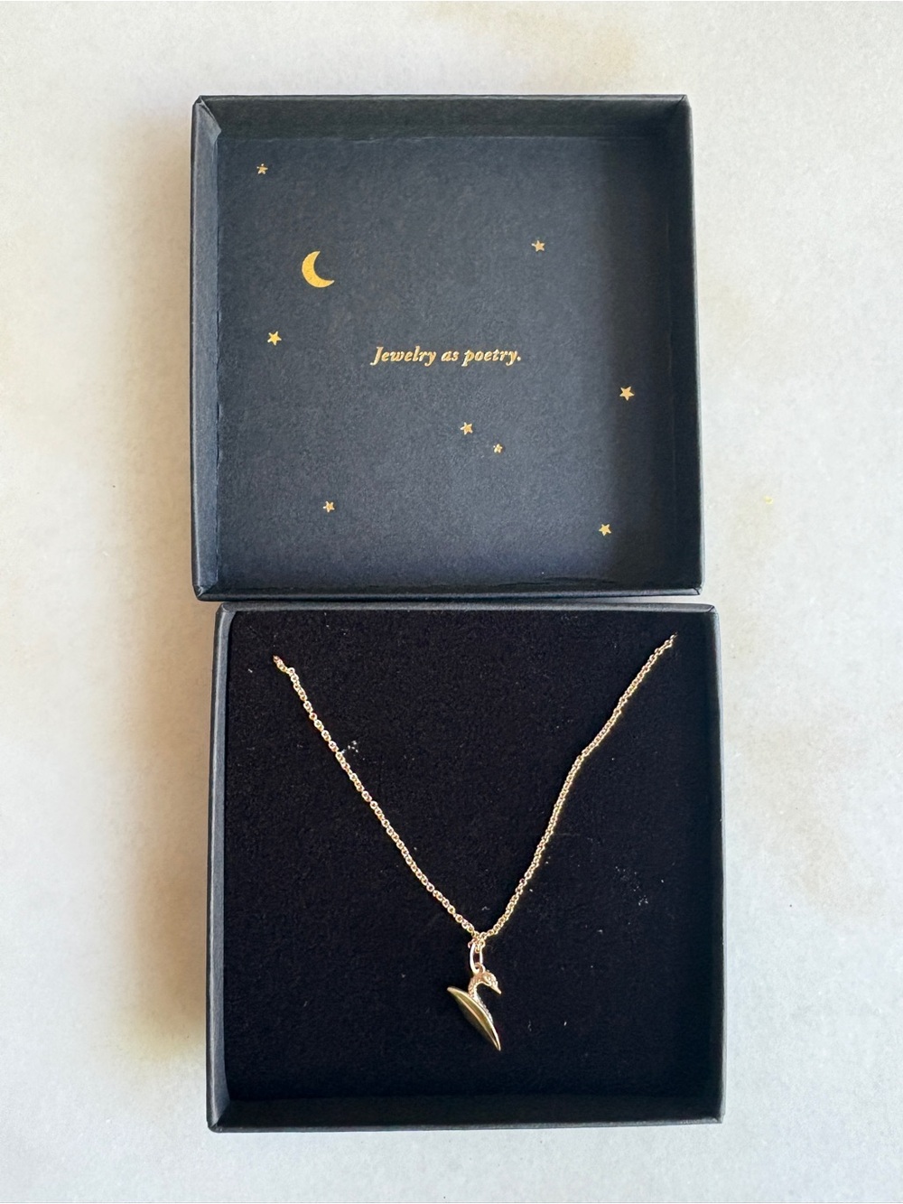 New in Box Catbird 14K Swan Charm and Chain